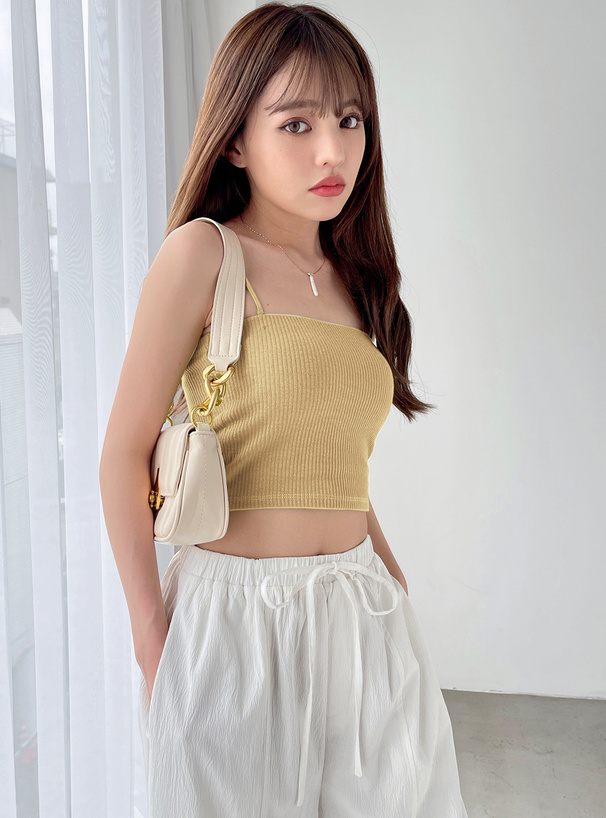 2Wayパット付きクロップド丈リブテレコキャミソール[rut858