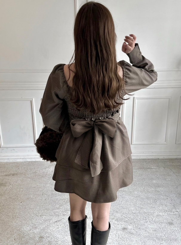 2Wayバックリボン千鳥柄ワンピース[ta188] | レディースファッション