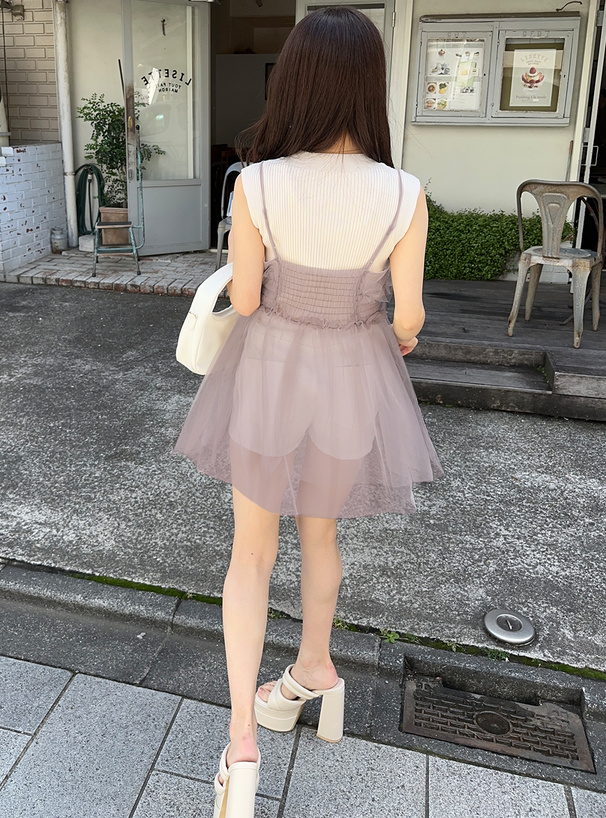 チュールキャミビスチェ×ニットトップスセットアップ[tu1109