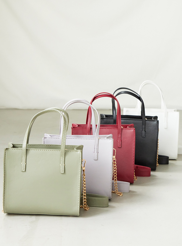 2Wayスクエアレザーチェーンショルダーバッグ[tr432] | レディース