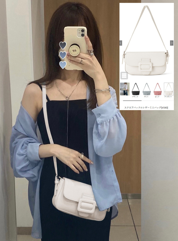 スクエアバックルレザーミニバッグ[tr540] | レディースファッション