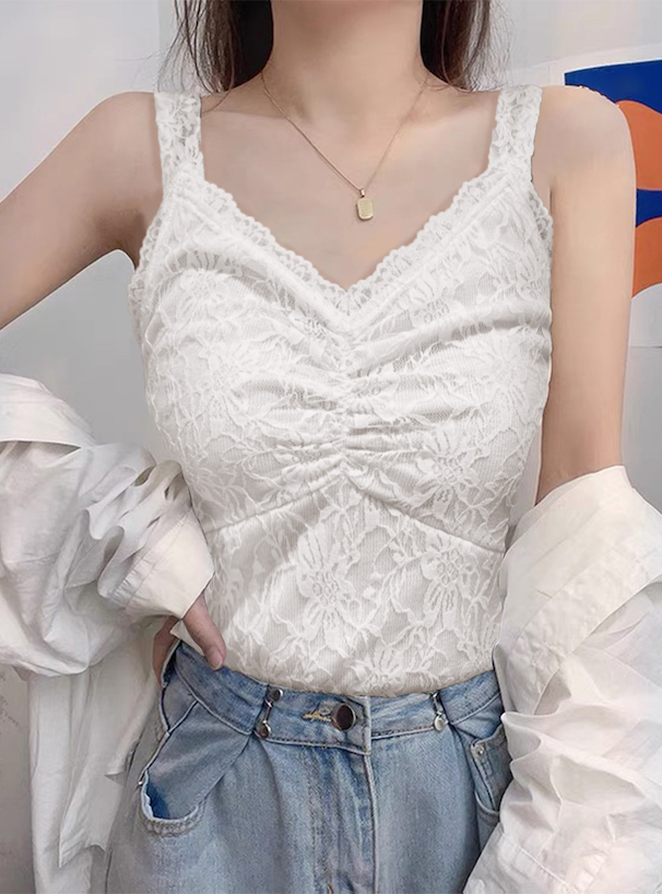 レースフロントギャザーキャミソール[ze650] | レディースファッション