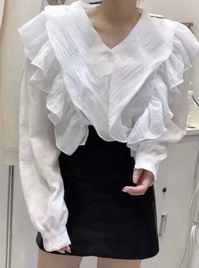 Vネックフリルラッフルブラウス[ac1868] | レディースファッション通販