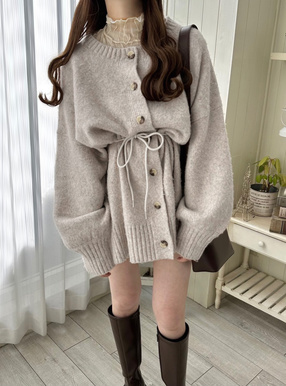 ベルト付モヘヤタッチニットカーディガン[kz296] | レディース