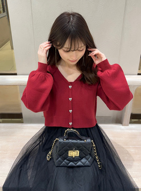 クロップド丈ハートボタンニットカーディガン[k9325z] | レディース