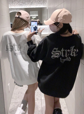 ラインストーンロゴスウェットトップス[mf044] | レディース