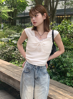 ふくれジャガードリボンキャミソール[tg807] | レディースファッション