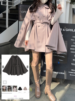 ベルト付きケープコート[ze762] | レディースファッション通販の