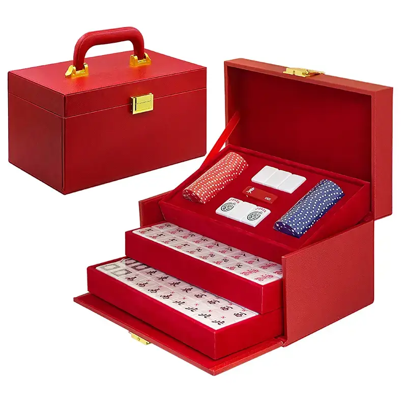 中国製 麻雀セット 伝統的デザイン 収納ケース付き 中国製 麻雀セット