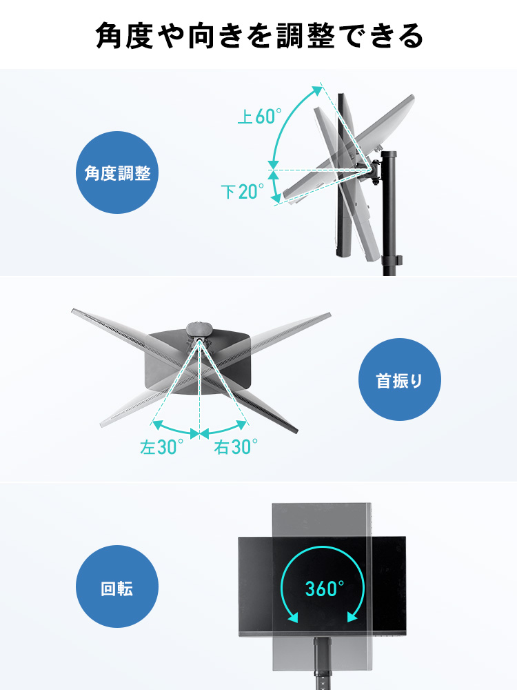 モニタースタンド 卓上 置き型｜27インチ・高さ/角度調整・白