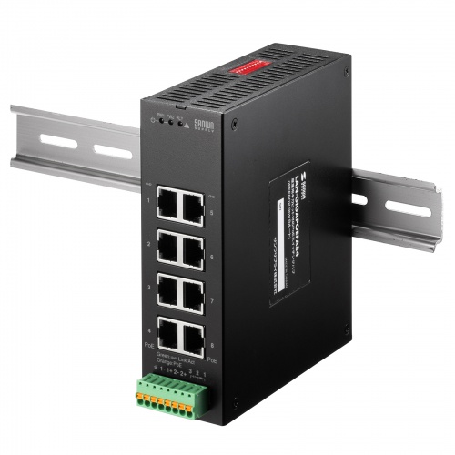 スイッチングハブ（産業用・ギガ・POE・最大90W・高耐久・8ポート・EMS