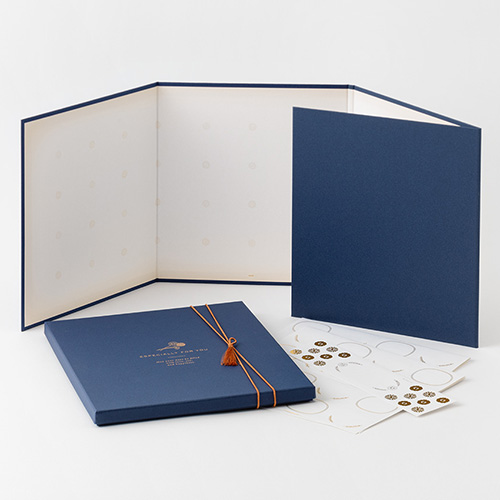 ミドリ（MIDORI） カラー色紙 メッセージシール付 箱入 四つ折り 紺A