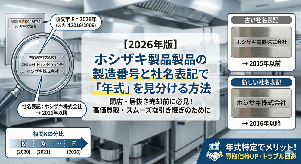 2026年版】ホシザキ製品の製造番号と社名表記で「年式」を見分ける方法