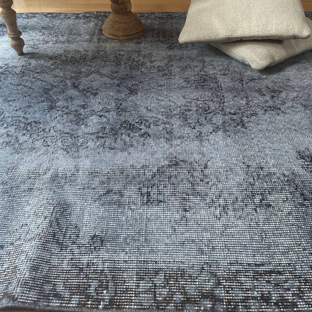 113×205 絶妙ブルーグレイ オーバーダイ メダリオン トルコ