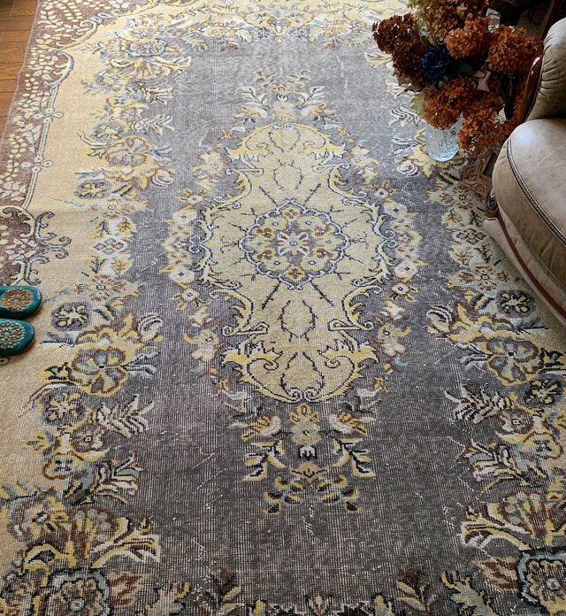 超大判 特大 トルコヴィンテージラグ 278×180スモーキーグレー