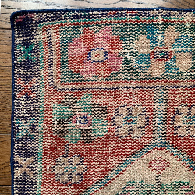 トルコヴィンテージラグ テラコッタレッド 99×56 シャビー ざっくり