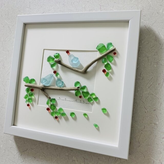 ꫛꫀꪝ✧‧˚シーグラスアート「Mon bijou/私の宝石」書アート レア