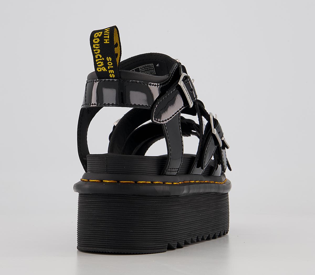 Dr. Martens Blaire 2 Quad Chain Sandals Black Patent Lamper