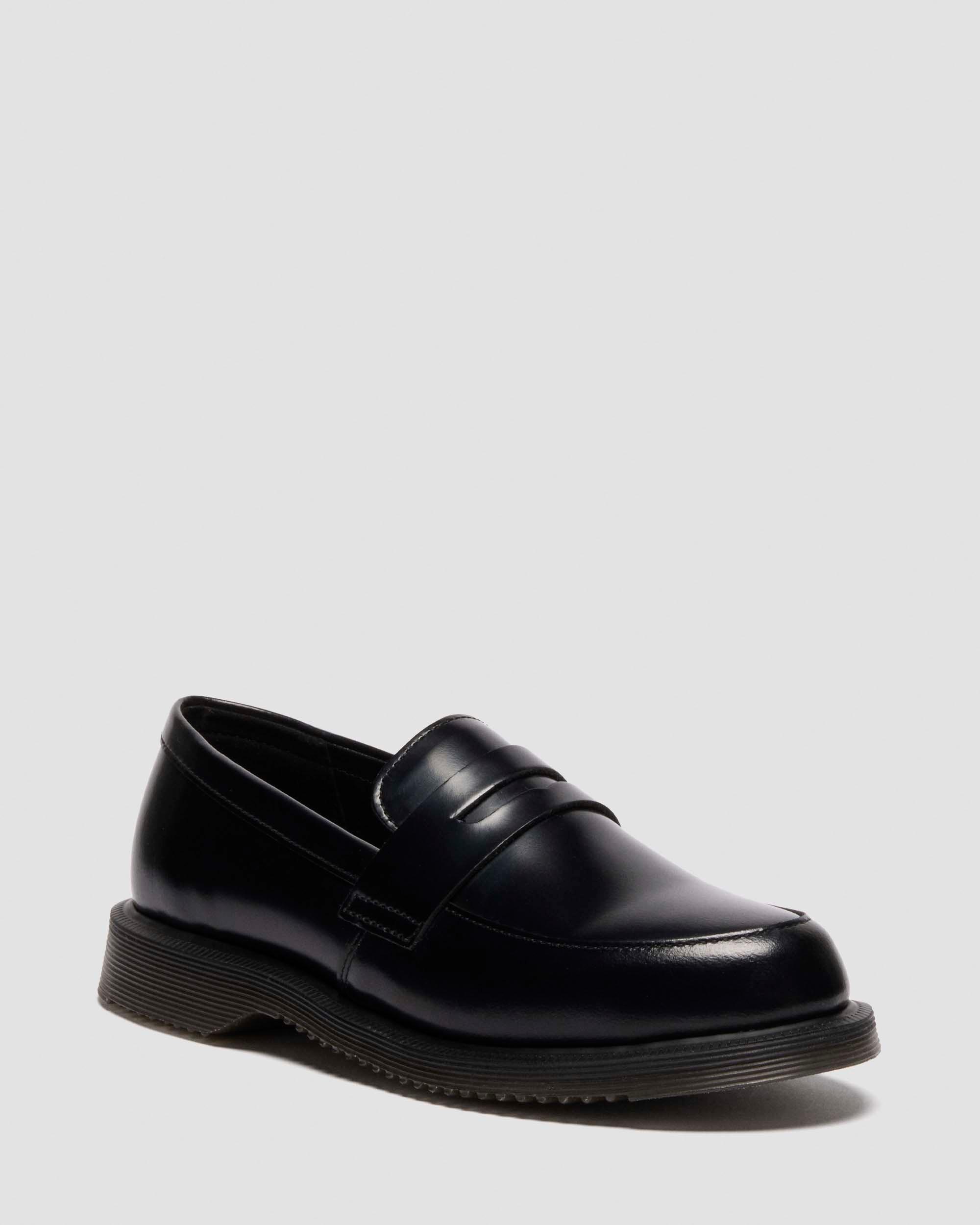 Temara Polished Smooth Leather Loafers in Black | Dr. Martens