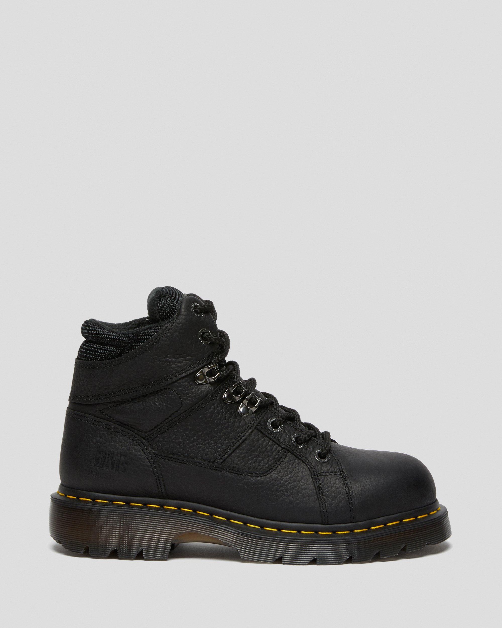 Ironbridge Grizzly Leather Steel Toe Work Boots in Black | Dr. Martens