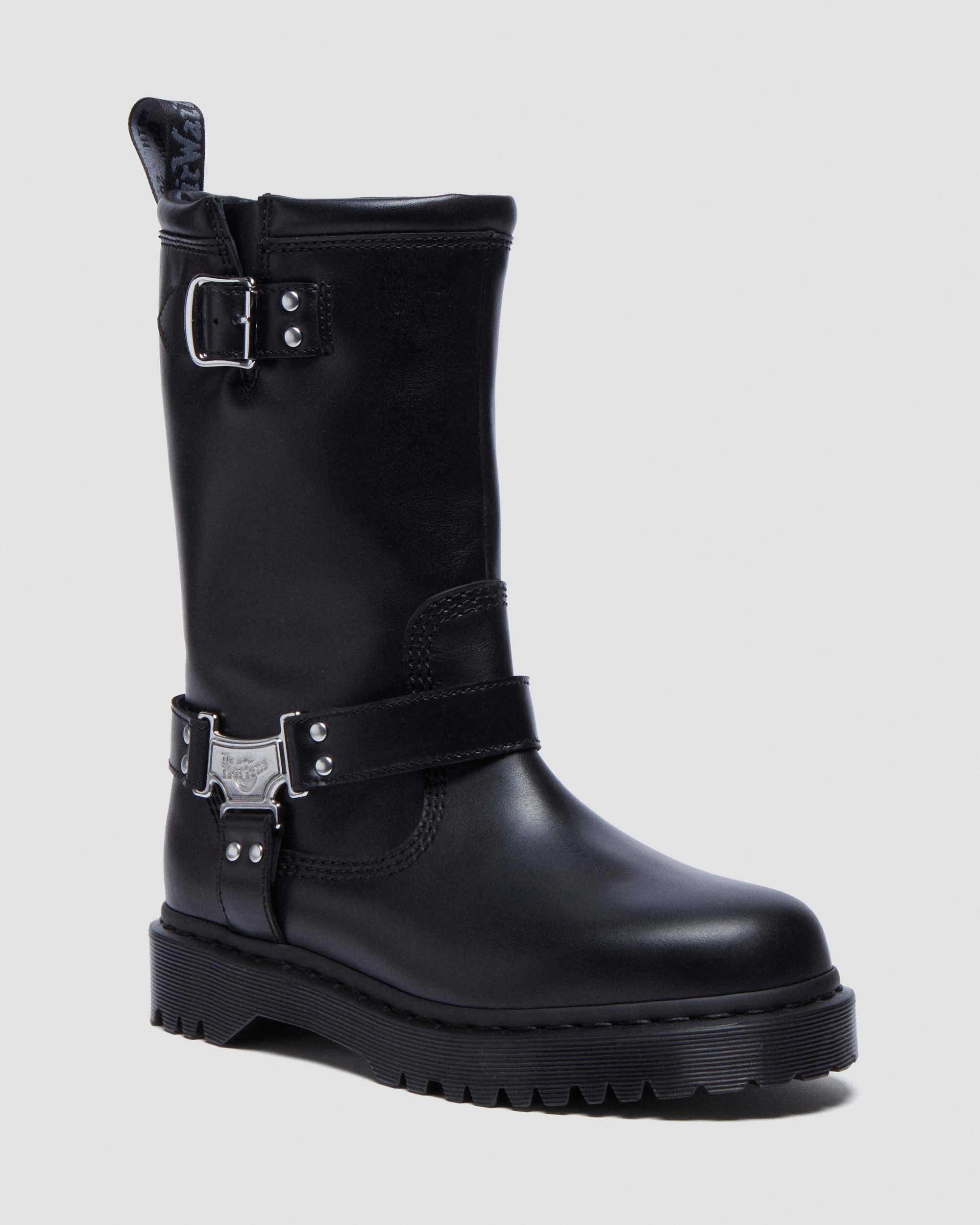 Anistone Hi Leather Biker Boots in Black | Dr. Martens