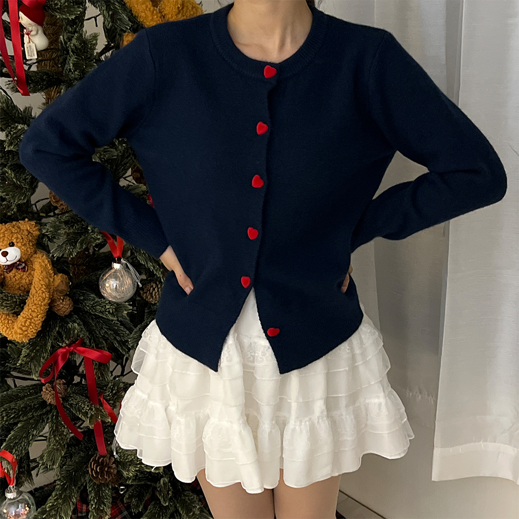 シーニュ ハート鈕カーディガン(黒) cygne ハートボタンカーディガン