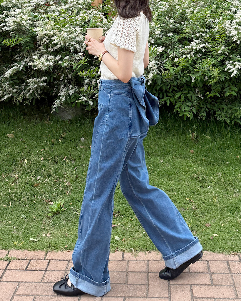 バックリボンフリルデニムパンツ | ファッション通販サイト NUGU