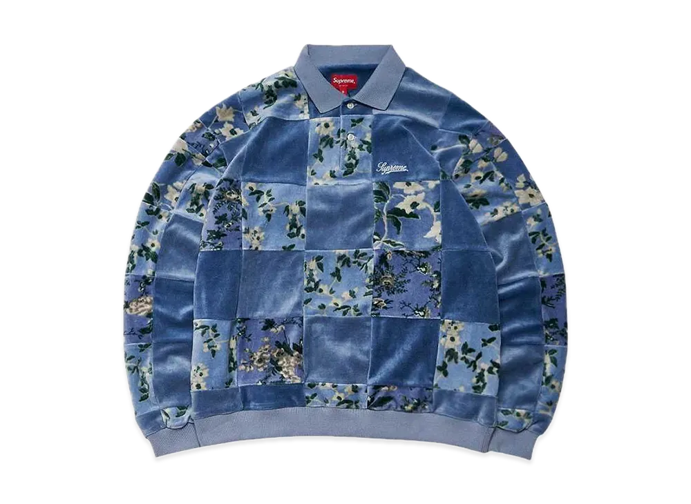 Supreme Floral Patchwork Velour L/S Polo 