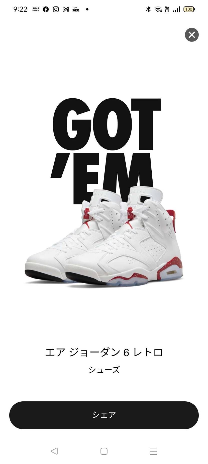 ナイキ エアジョーダン 6 