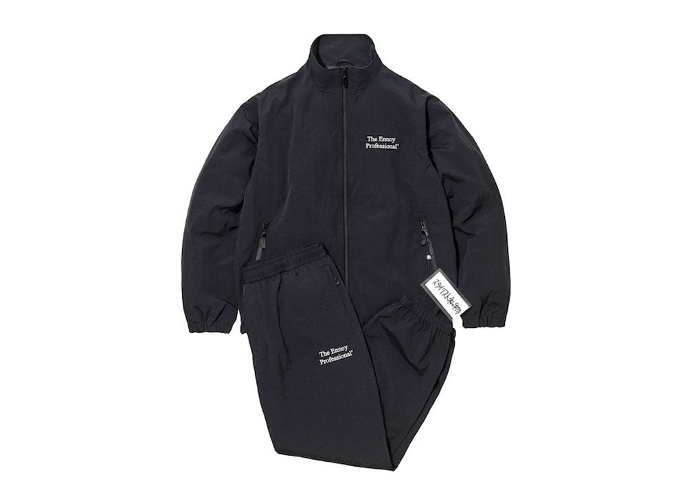 ENNOY 23AW Stylistshibutsu Nylon Track Suit Set Up Black × White