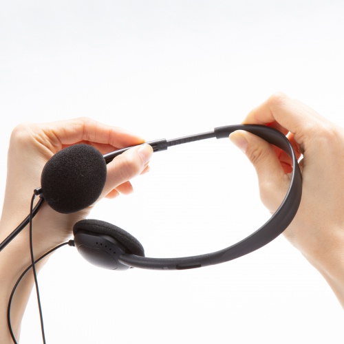 MM-HS408BK【4極対応ヘッドセット】学校やテレワークにも。マイクMUTE