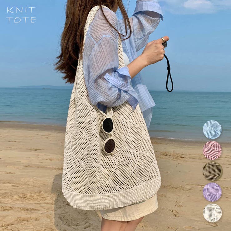 韓国ニットバッグ 編み込み トートバッグ[品番：II000010712