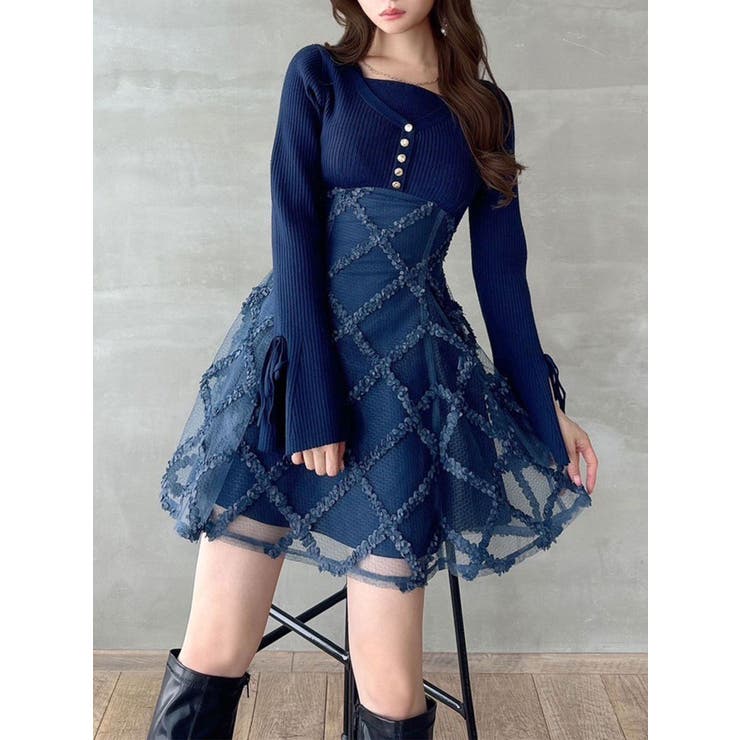 ドッキングフレアミニニットワンピース[品番：MKSW0060930]｜RESEXXY