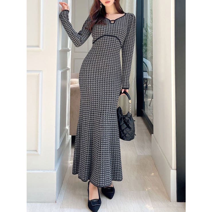 バイカラーツイードニットワンピース[品番：MKSW0061317]｜RESEXXY