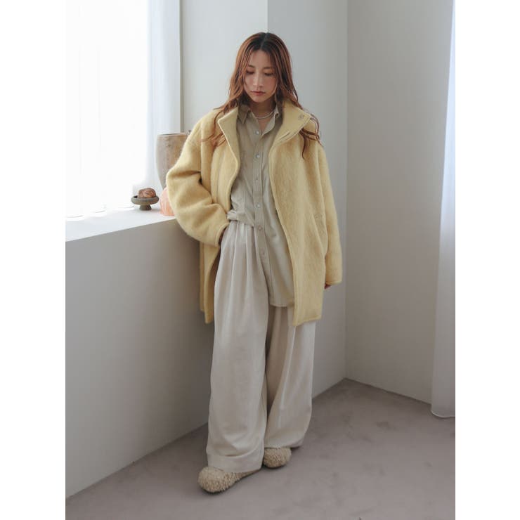 アルパカ混ミドル丈スタンドカラーコート[品番：MKSW0067020]｜Ungrid