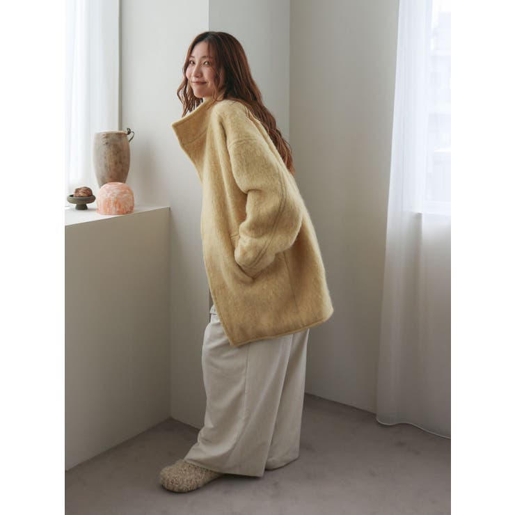 アルパカ混ミドル丈スタンドカラーコート[品番：MKSW0067020]｜Ungrid