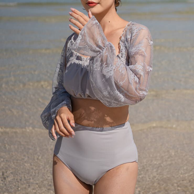 ビキニセット 水着2点セット 袖付き水着[品番：LCLW0002527]｜レース