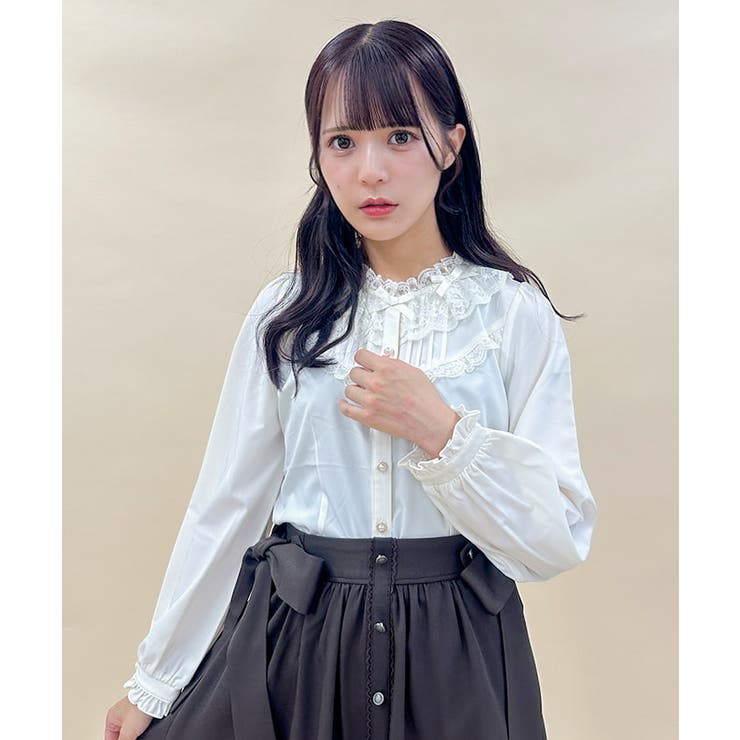 リボン襟フリルブラウス[品番：IGAW0005480]｜axes femme（アクシーズ