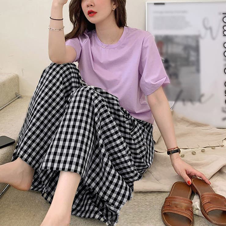 ギンガムチェック ワイドパンツ[品番：AGCW0004434]｜SUNSHINE CLOSET