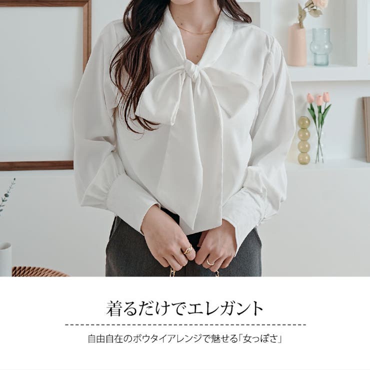 2wayシフォンジョーゼットボウタイブラウス 3サイズ 前後2WAY[品番