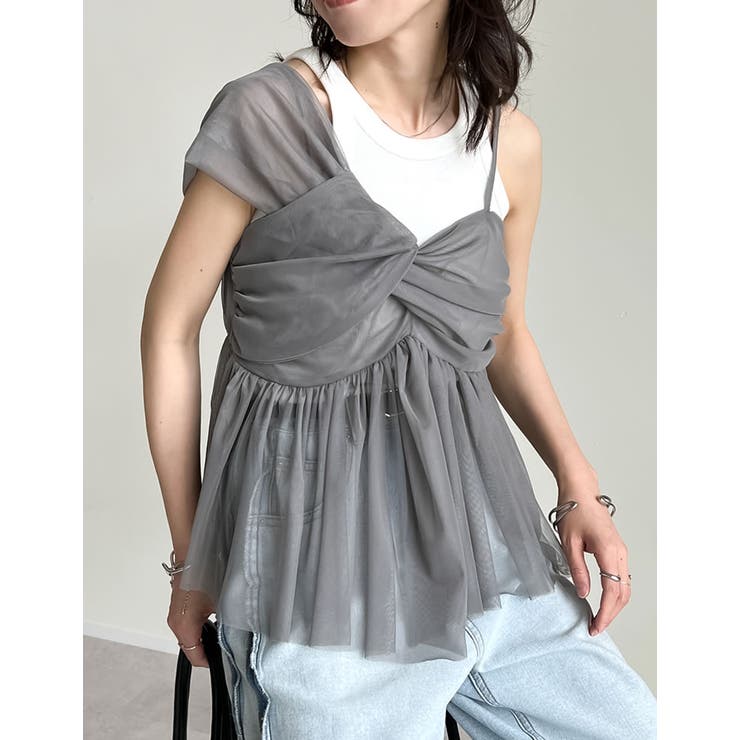 販売枚数2 6万枚突破][ソフトチュールアシンメトリーデザイン