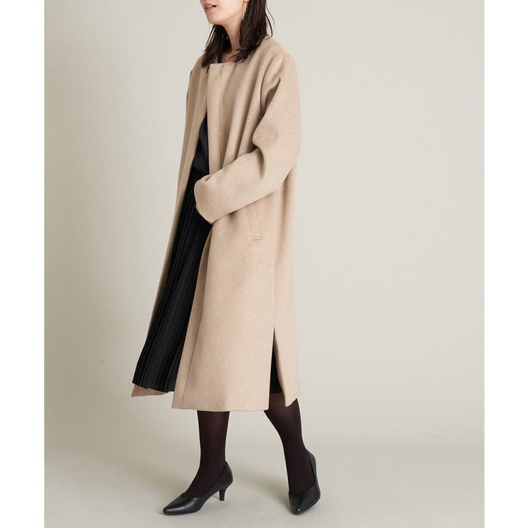 ウールカシミヤノーカラーロングコート[品番：ITKW0006186]｜a.v.v