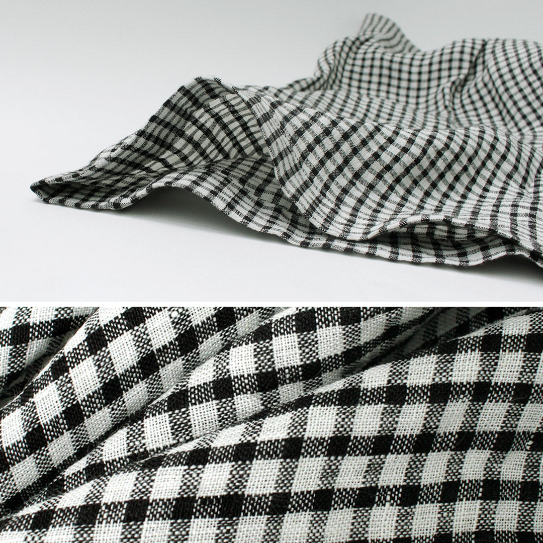 SOIL（ソイル） リネン チェック バンドカラー ピンタックシャツ