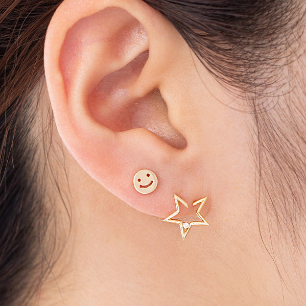 K18/Pt「にこちゃん」ピアス(片耳用)｜【オレフィーチェ】Orefice