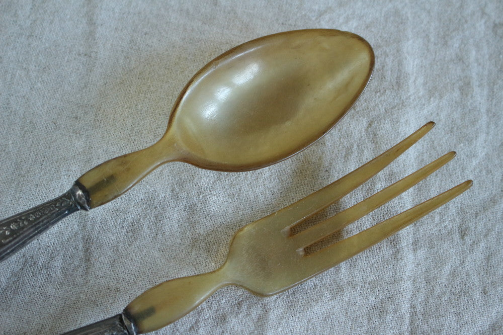 シルバープレート製サービングフォーク＆スプーンセット フランス