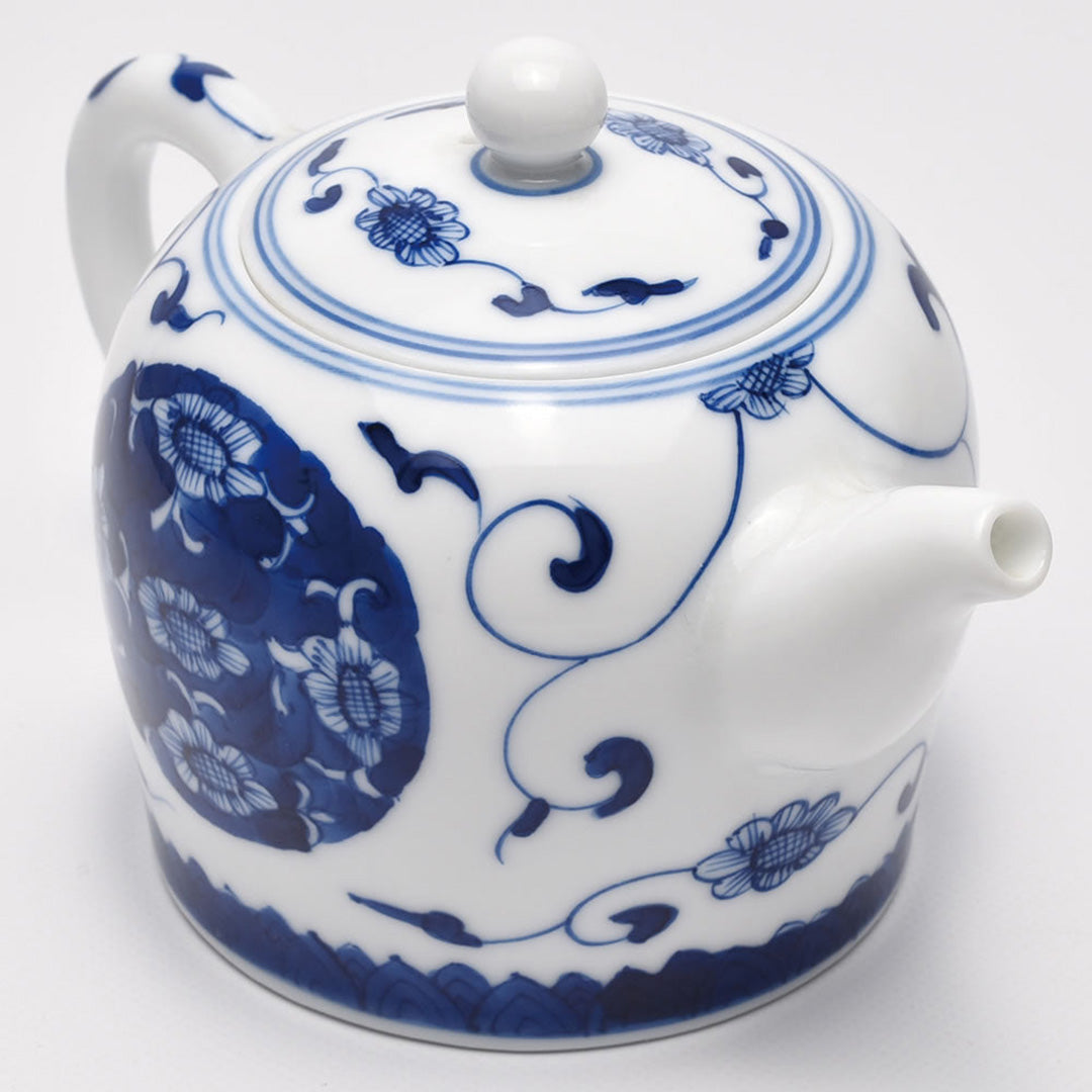 中国急須｜景徳鎮 茶壺（青花磁器・向日葵）｜中国茶器の天香茶行