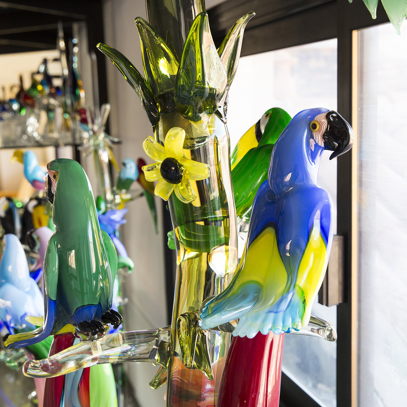 Huge Murano Glass Tree with 7 Parrots Zanetti Murano | Artemest