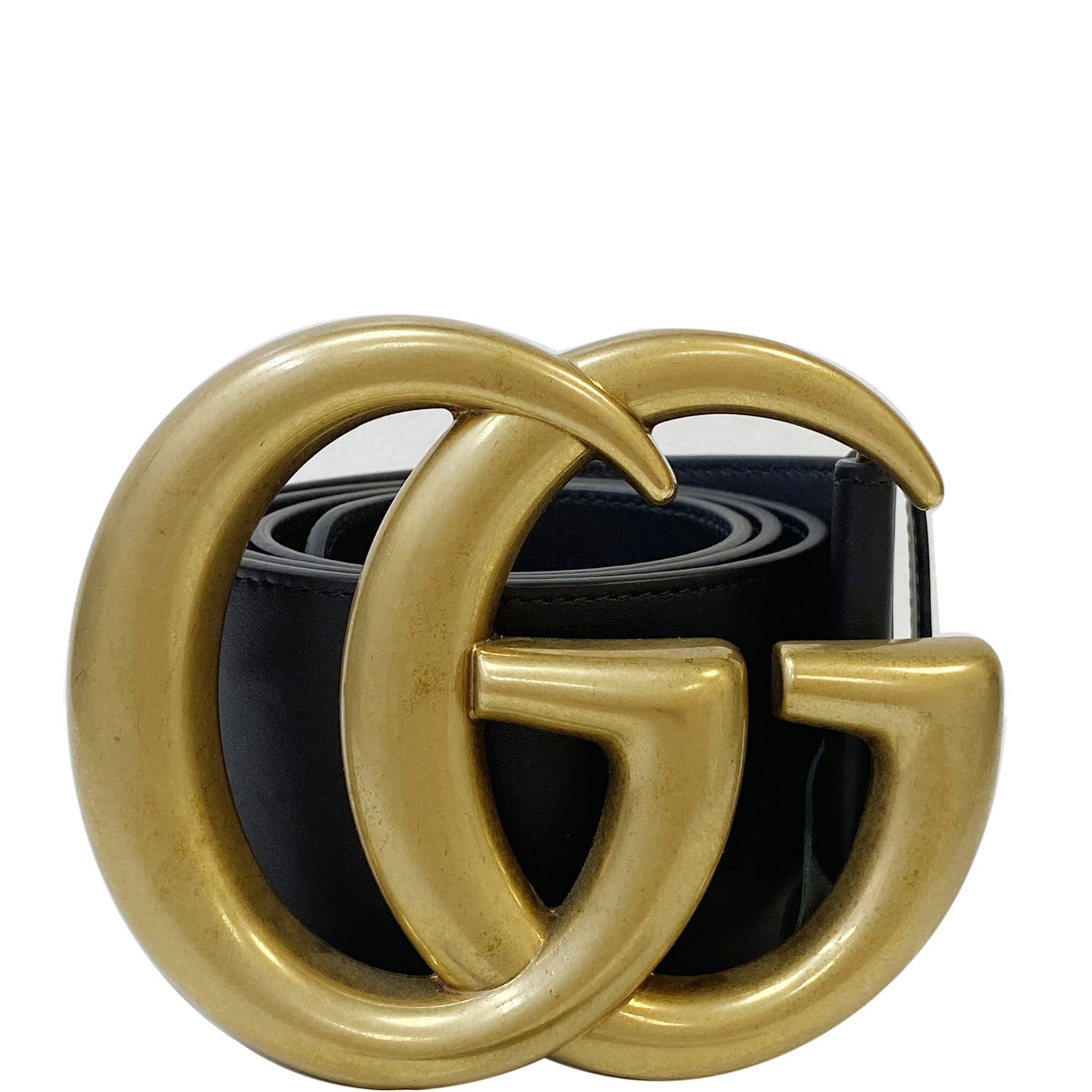 GUCCI Wide Double G Buckle Leather Belt Black Size 90/36 453265