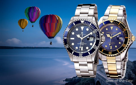 Charles-Hubert Paris Classic Design Stainless Steel Blue Dial