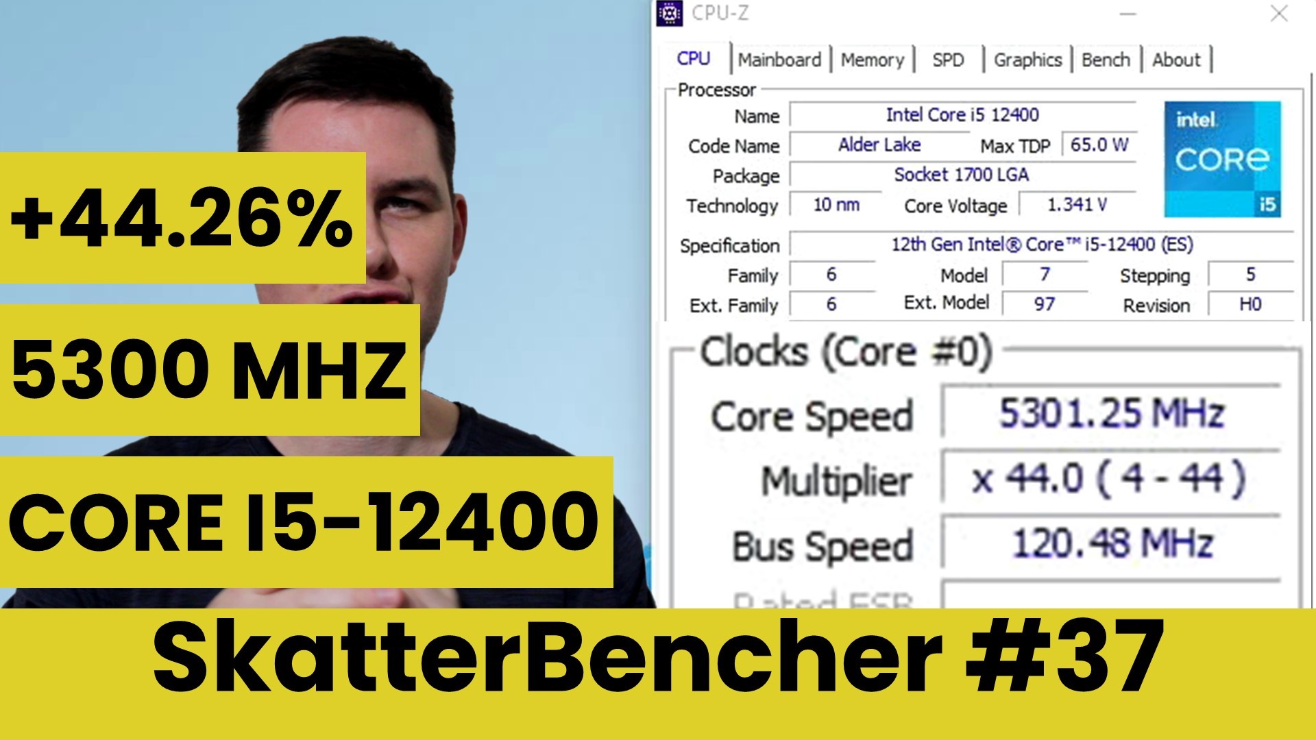SkatterBencher #37: Intel Core i5-12400 Overclocked to 5300 MHz